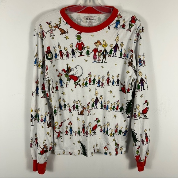POTTERY BARN Adult Dr. Seuss's The Grinch Organic Cotton Pajama Top Small - Picture 1 of 10